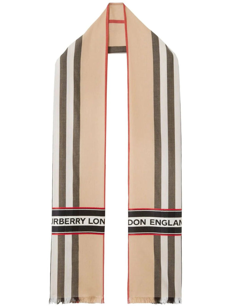 Burberry Icon Stripe cotton-silk scarf - MYLISKAFASHION