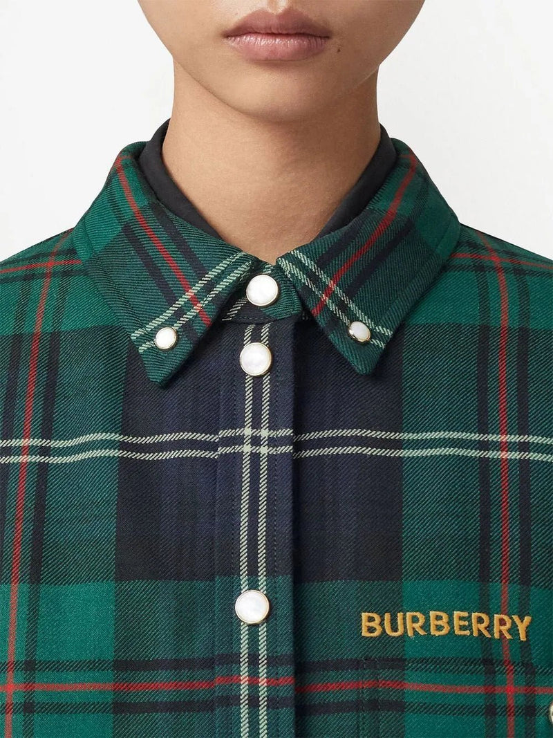 Burberry logo-embroidered check overshirt - MYLISKAFASHION