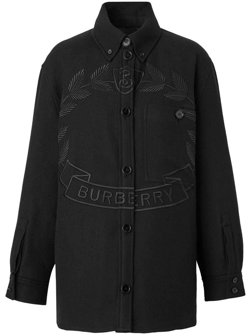 Burberry Oak Leaf Crest-Embroidered wool jacket - MYLISKAFASHION