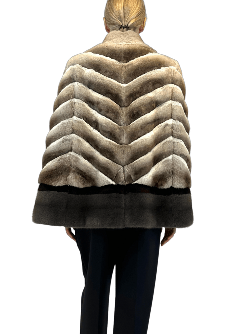 CHINCHILLA CAPE WITH MINK TRIMMING – LISKAFASHION