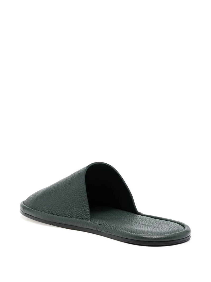 embossed-logo leather slippers - MYLISKAFASHION
