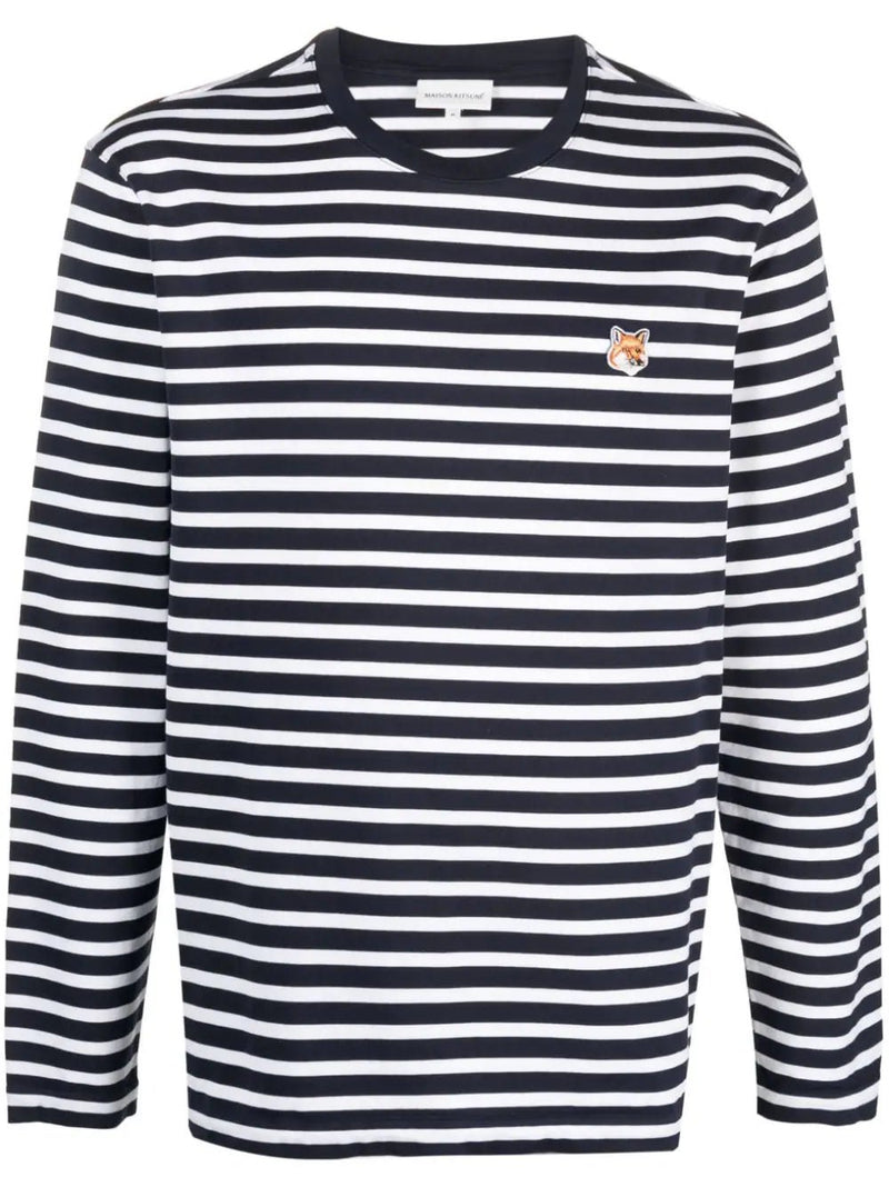 Fox-motif striped cotton T-shirt - LISKAFASHION