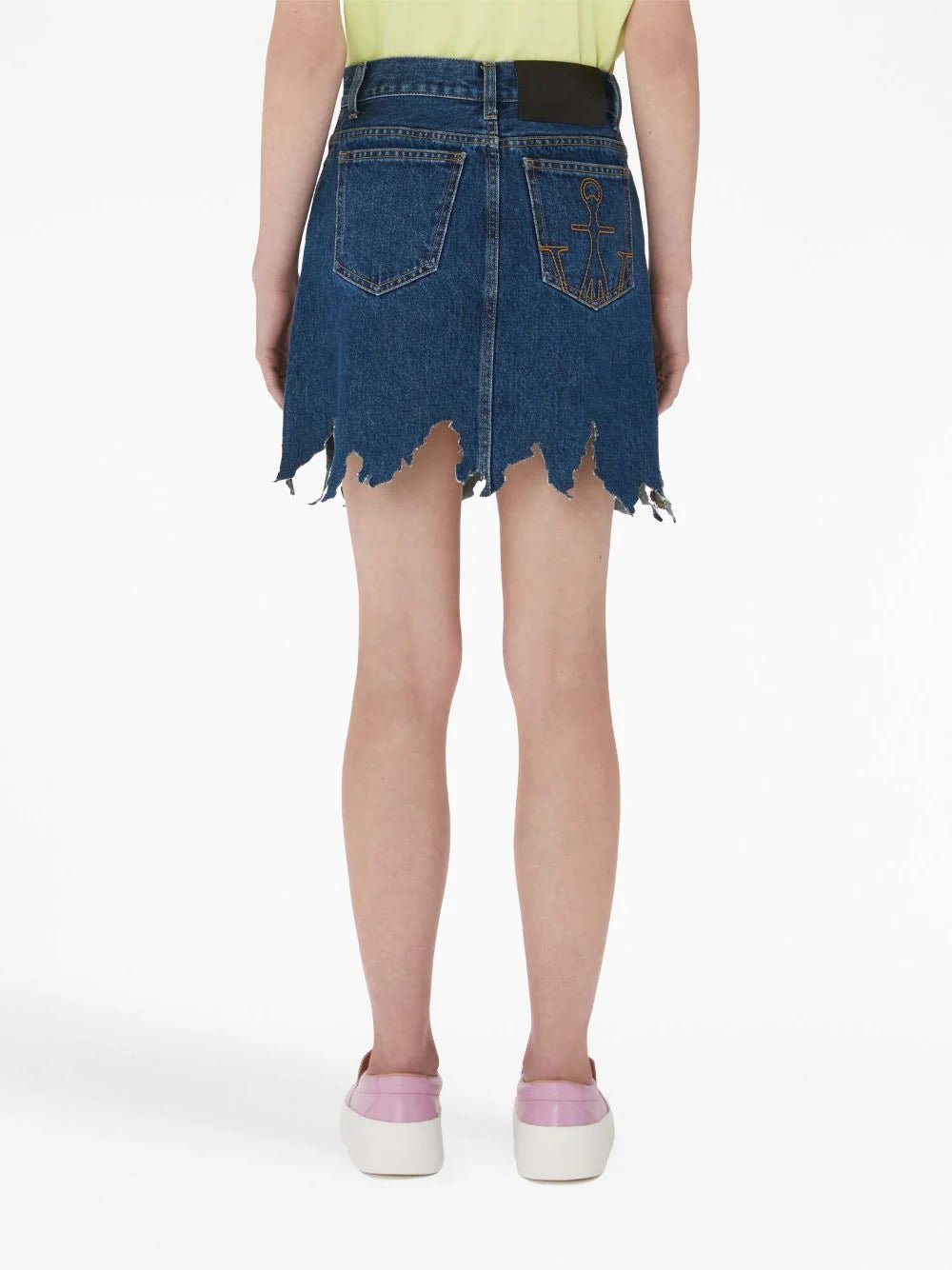 lasercut frayed-hem denim skirt – LISKAFASHION
