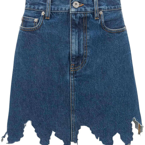 lasercut frayed-hem denim skirt – LISKAFASHION