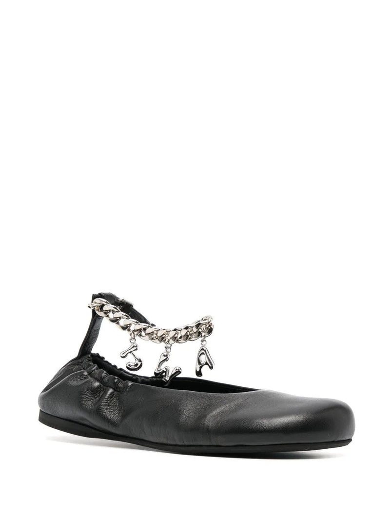 JW Anderson logo-charm leather ballerina shoes - MYLISKAFASHION