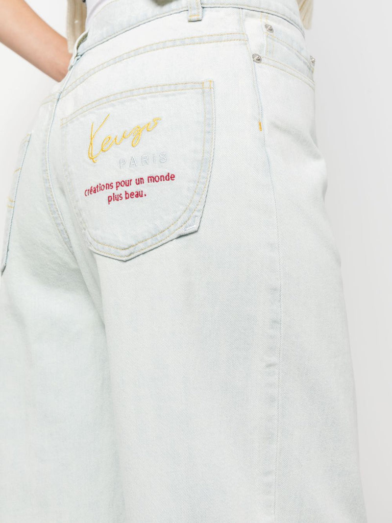 Kenzo logo-embroidered straight-leg jeans - MYLISKAFASHION