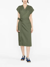 Kenzo wrap-design cotton midi dress - MYLISKAFASHION