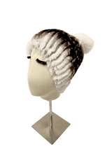 KNITTED LAPIN BEANIE WHITE BROWN - MYLISKAFASHION