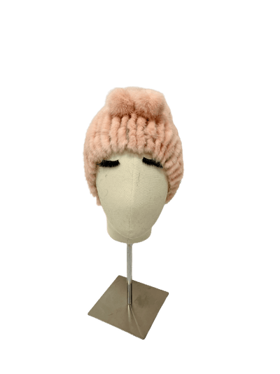 KNITTED MINK BEANIE ROSA WITH TUNNEL – LISKAFASHION