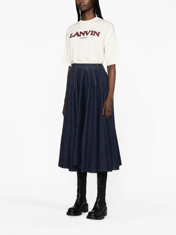 Lanvin logo-embroidered cotton-jersey T-shirt - MYLISKAFASHION