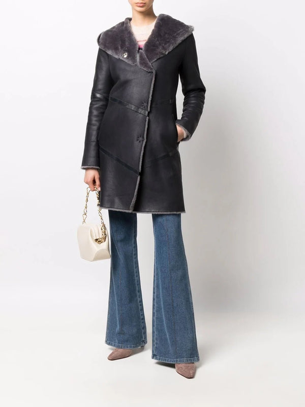 Liska shearling-lined leather coat - MYLISKAFASHION