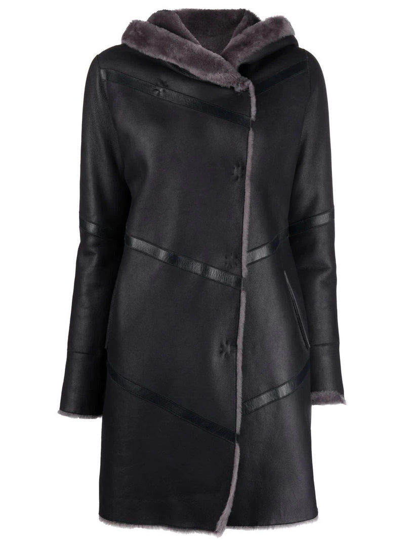 Liska shearling-lined leather coat - MYLISKAFASHION