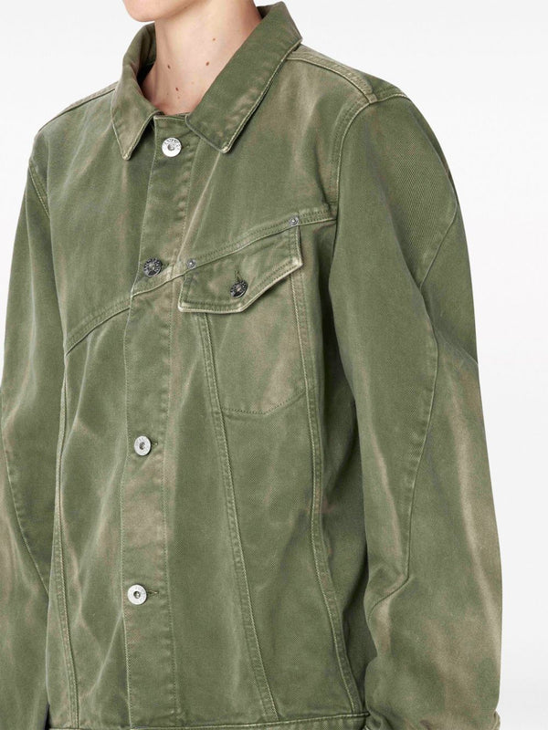 logo-patch buttoned denim jacket - LISKAFASHION