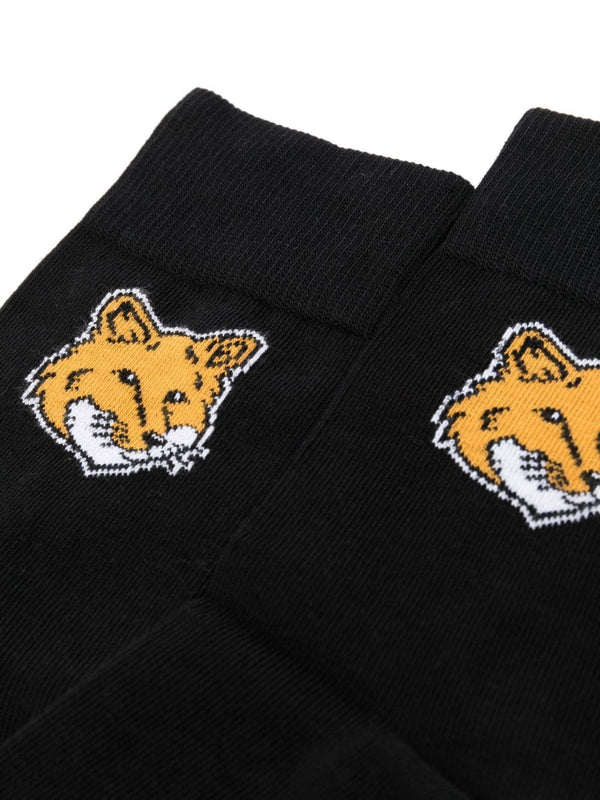 Maison Kitsuné Chillax Fox-motif ribbed socks - MYLISKAFASHION