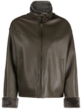 Manzoni 24 shearling-trim leather jacket - MYLISKAFASHION