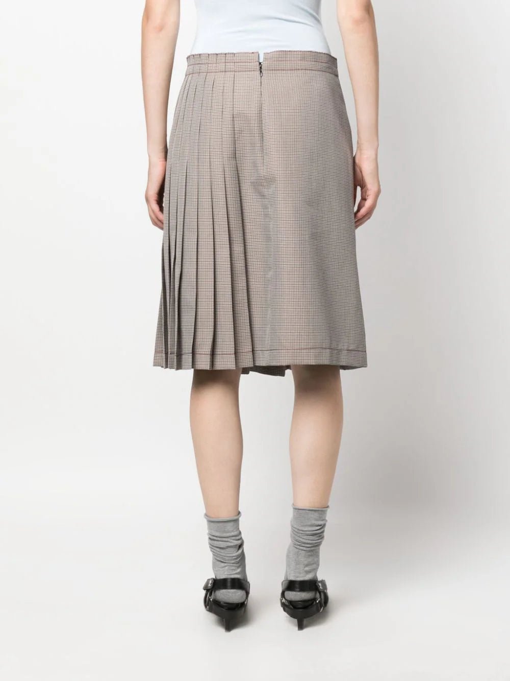 check-print pleated midi skirt – LISKAFASHION