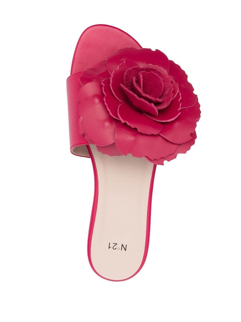 Nº21 floral-appliqué flat sandals - MYLISKAFASHION