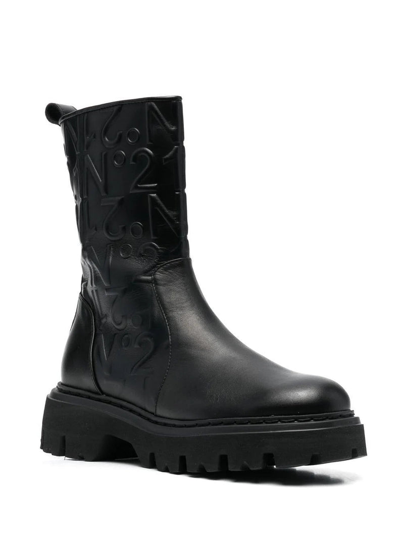 Nº21 logo-embossed combat ankle boots - MYLISKAFASHION