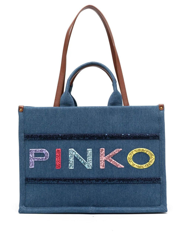 PINKO logo-sequinned tote bag - LISKAFASHION