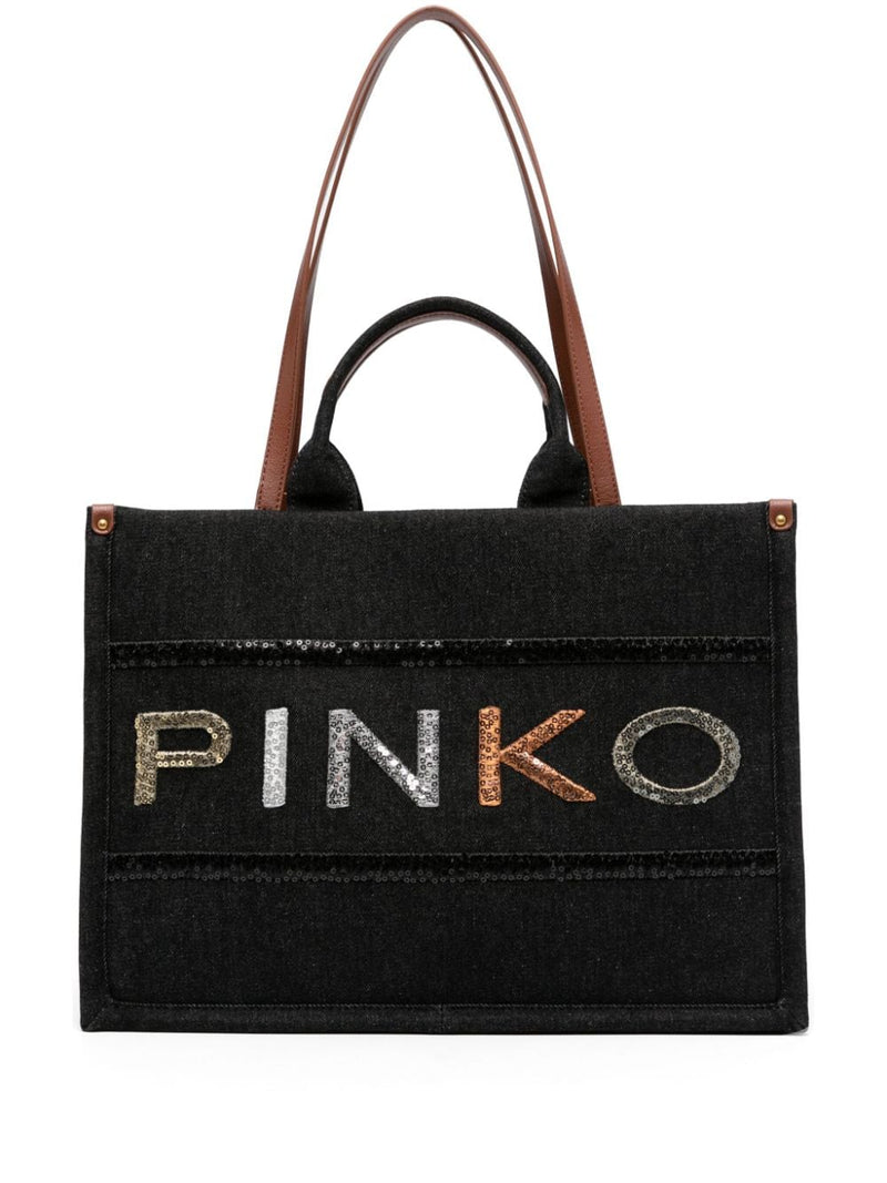 PINKO logo-sequinned tote bag - LISKAFASHION