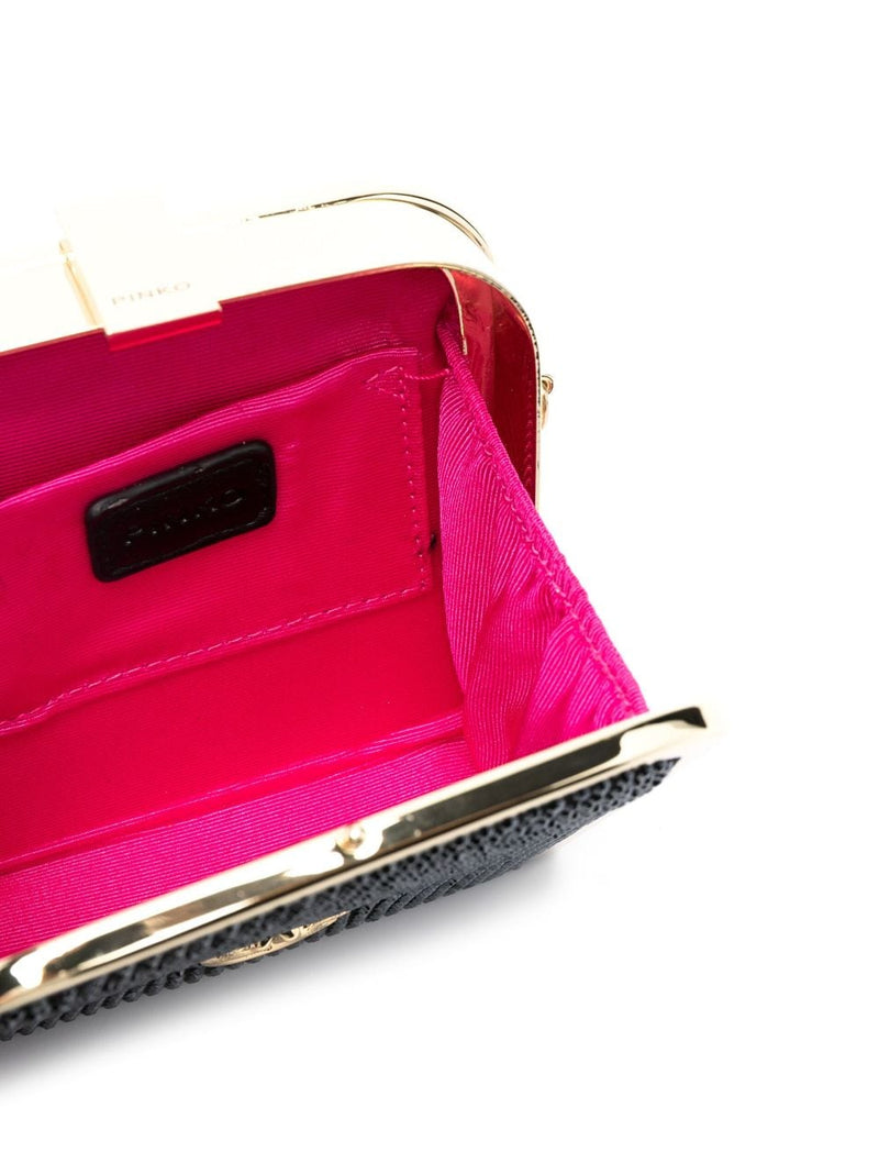 PINKO rhinestone-embellished box clutch bag - LISKAFASHION