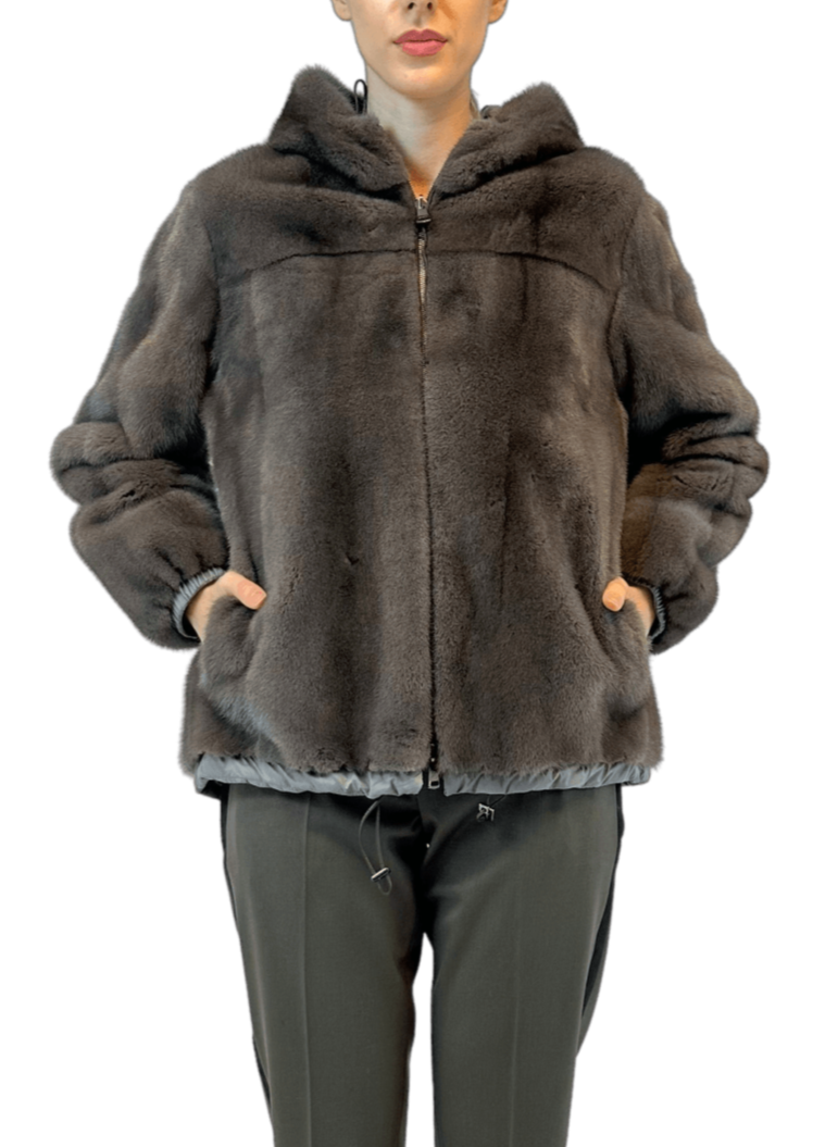 REVERSIBLE NYLON MINK JACKET - MYLISKAFASHION