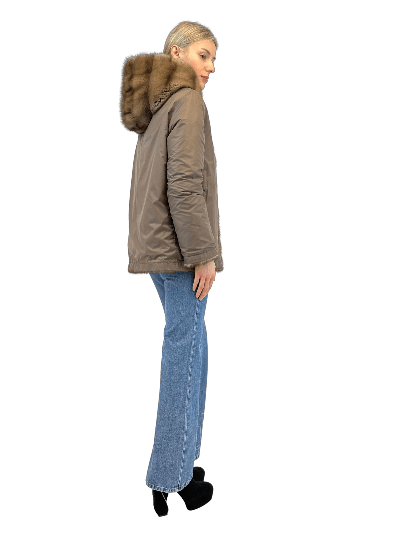 SABLE JACKET WITH HOOD REVERSIBLE 