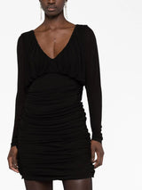 Saint Laurent draped V-neck minidress - MYLISKAFASHION