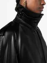 Saint Laurent faux-leather trench coat - MYLISKAFASHION