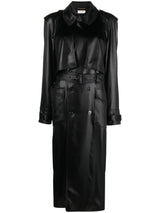 Saint Laurent faux-leather trench coat - MYLISKAFASHION