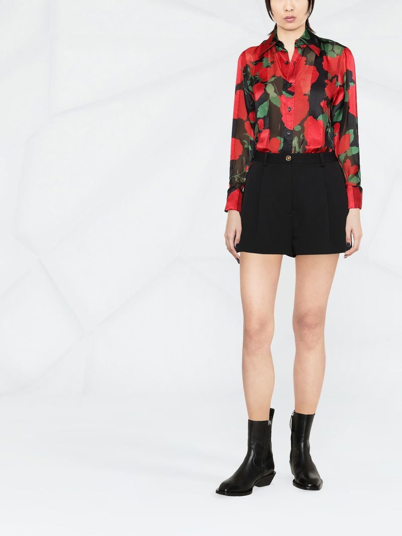 Saint Laurent floral print semi-sheer blouse - MYLISKAFASHION