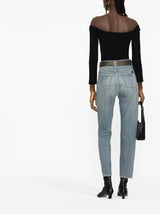 Saint Laurent high-rise slim-fit tapered jeans - MYLISKAFASHION