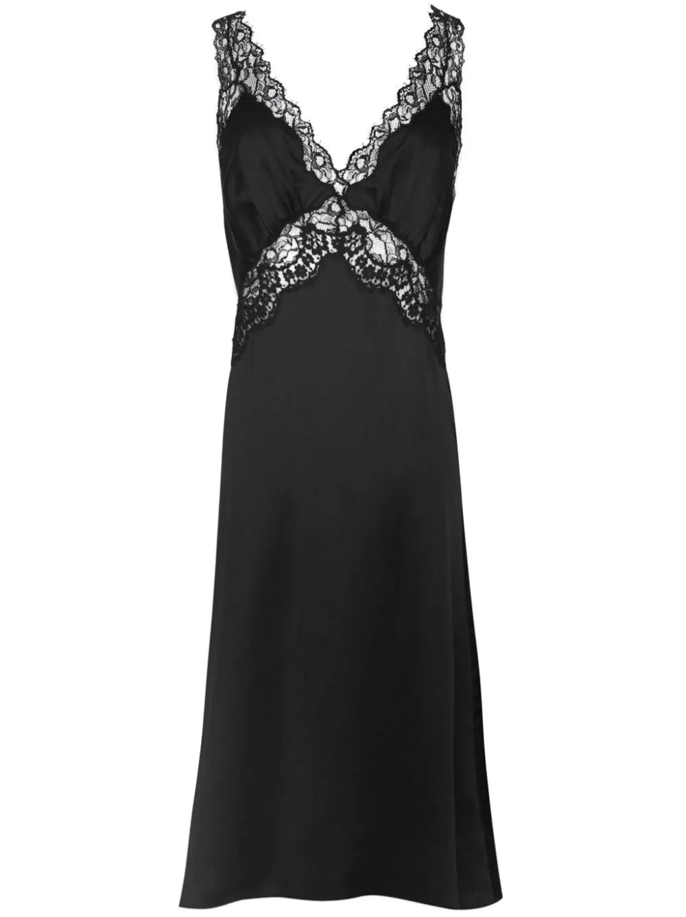lace-panelling midi silk slip dress – LISKAFASHION
