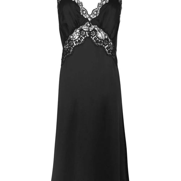 lace-panelling midi silk slip dress – LISKAFASHION
