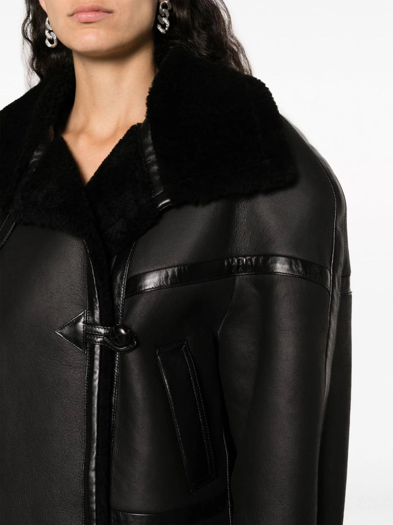 Saint Laurent shearling-lined leather aviator jacket - MYLISKAFASHION