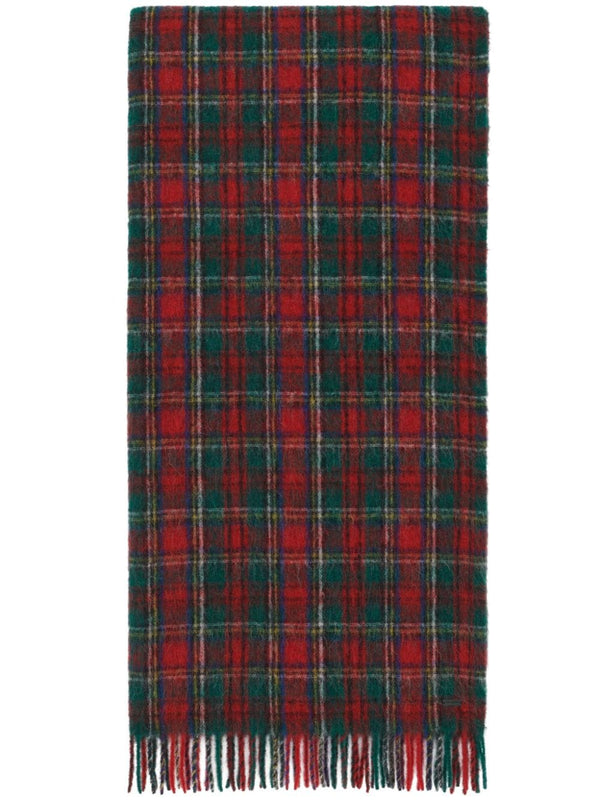 Saint Laurent tartan-check pattern fringe-detailing scarf - LISKAFASHION