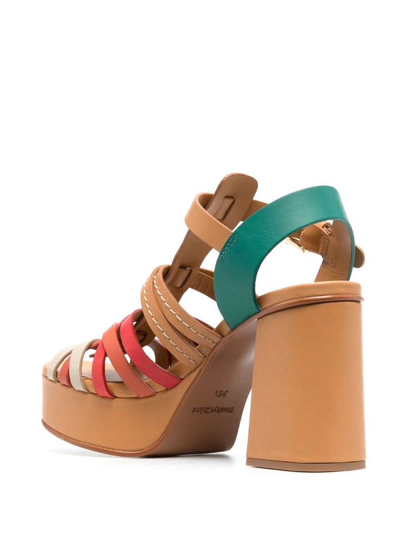 See by Chloé peep-toe 100mm leather sandals - MYLISKAFASHION