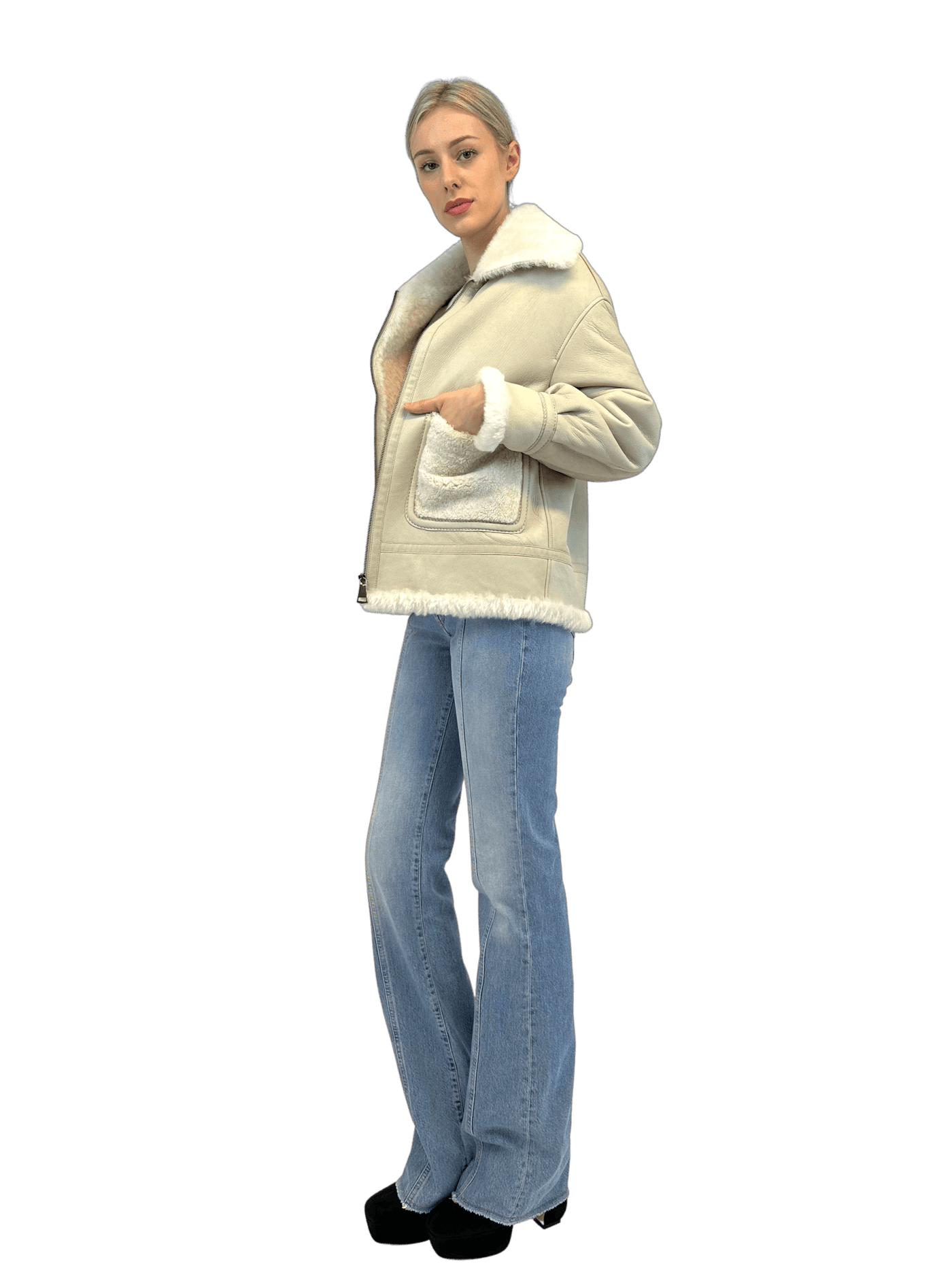 SHEARLING JACKET WITH ZIPPER – LISKAFASHION