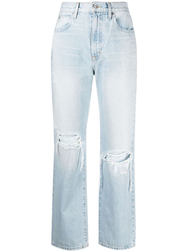 SLVRLAKE ripped detailing straight-legged cropped jeans - MYLISKAFASHION