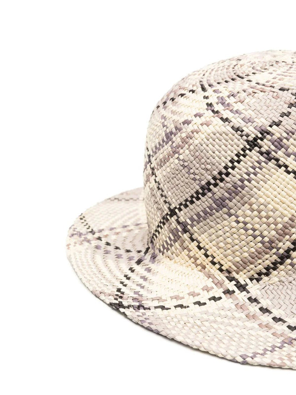 Thom Browne check woven straw hat - MYLISKAFASHION