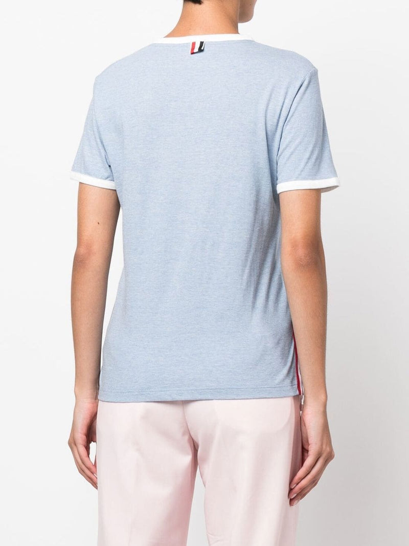 Thom Browne contrast-trim T-shirt - MYLISKAFASHION