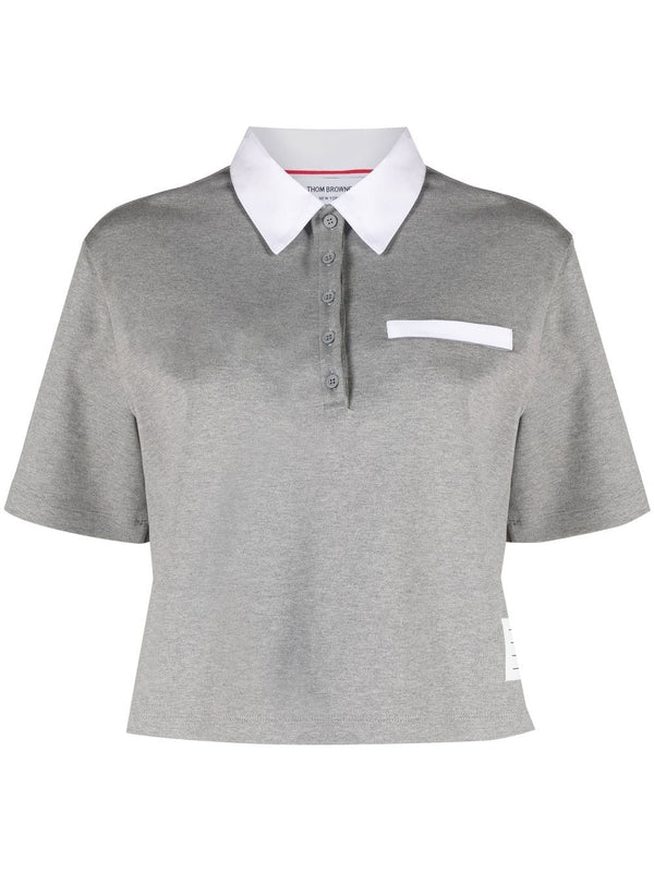 Thom Browne logo-patch detail polo shirt - MYLISKAFASHION