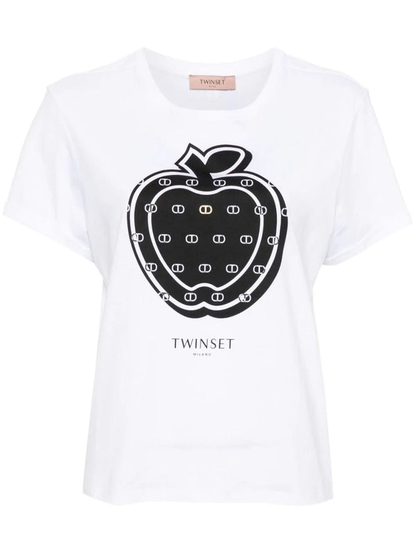 TWINSET apple-print cotton T-shirt - LISKAFASHION