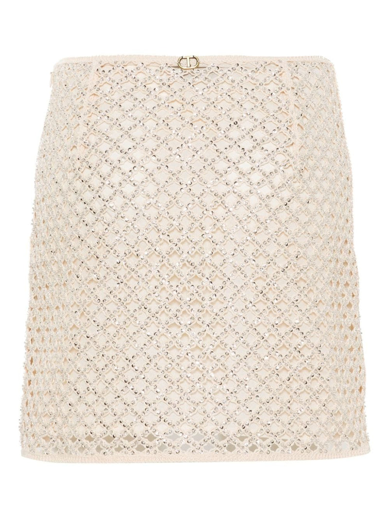 TWINSET beaded open-knit miniskirt - LISKAFASHION