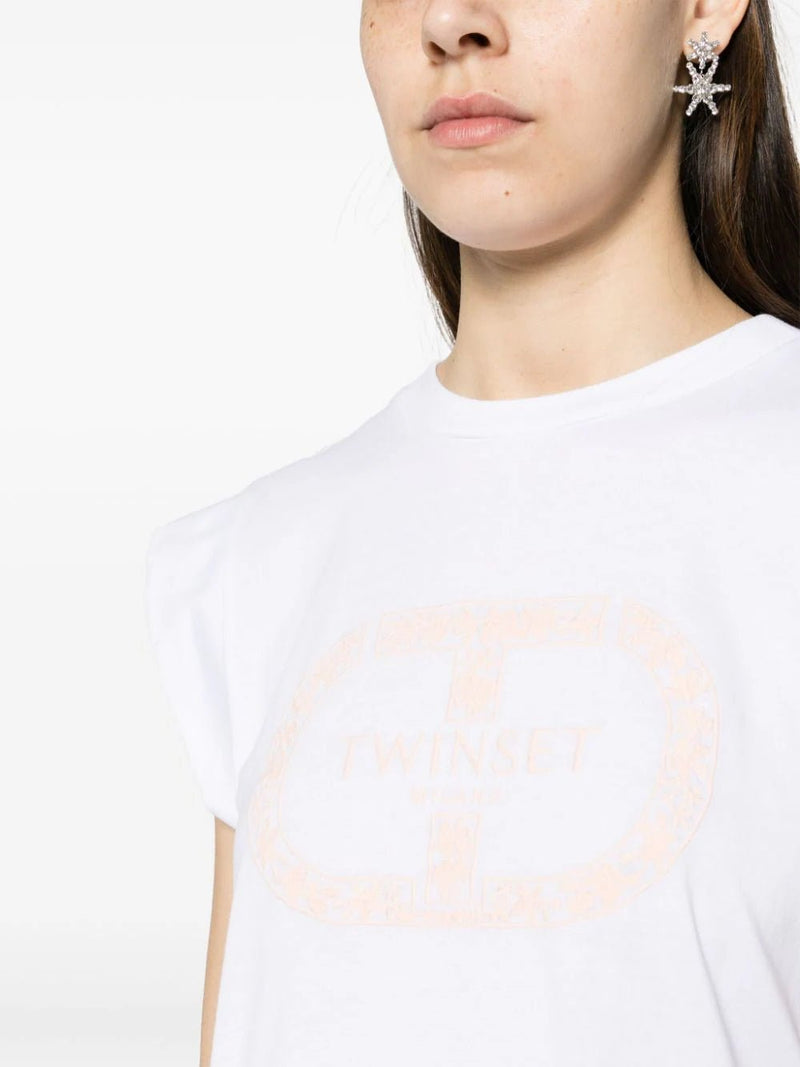 TWINSET embroidered-logo sleeveless T-shirt - LISKAFASHION