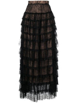 TWINSET ruffled Chantilly-lace maxi skirt - MYLISKAFASHION