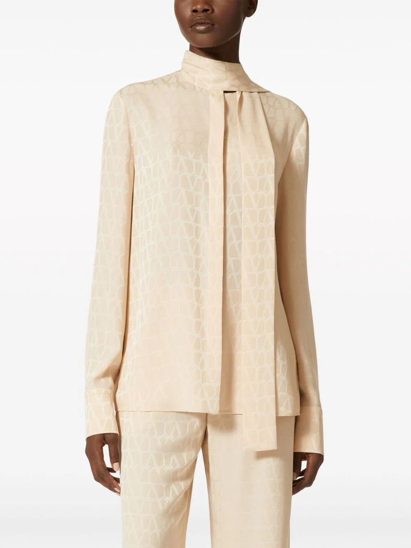 Valentino Garavani Toile Iconographe silk jacquard blouse - LISKAFASHION